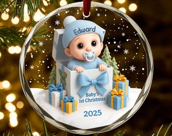 Baby’s First Christmas Ornament 2025, Personalized Newborn Keepsake Gift for Baby, Custom Newborn Ornament, New Parent Keepsake AR143