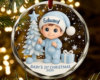 Baby’s First Christmas Ornament 2025, Personalized Newborn Keepsake Gift for Baby Boy, Custom Newborn Ornament, New Parent Keepsake AR139