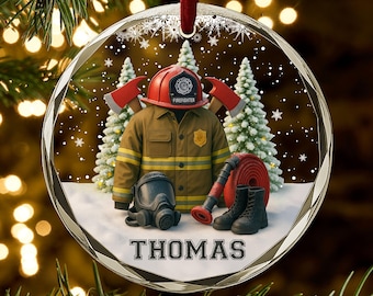 Custom Name Firefighter Ornament – Personalized Fireman Christmas Ornament, Fire Dept Holiday Gift, First Responder Decoration AR125