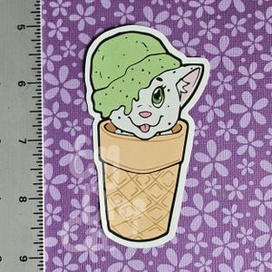4&quot; Mint Chocolate Cat Cone Vinyl Sticker