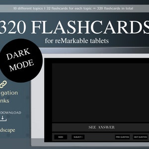 Cartes mémoire pour tablettes remarquables, cartes mémoire pour étudier, cartes mémoire remarquables avec liens hypertexte, mode portrait, mode sombre, cartes mémoire numériques