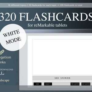 Flashcards for reMarkable tablets, flashcards for studying, hyperlinked remarkable flashcards, portrait mode, white mode, digital flashcards