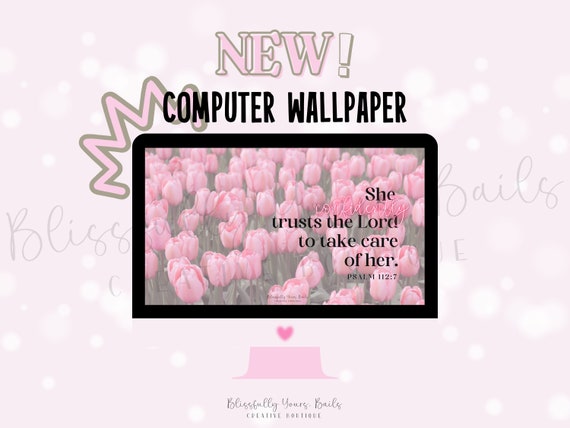 Christian Wallpaper: Pink Tulips Faith Quote (Digital Download)