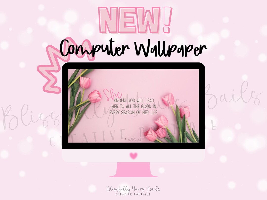 SHE Wallpaper Faith Background Pink Tulip Computer Wallpaper Tulip Etsy