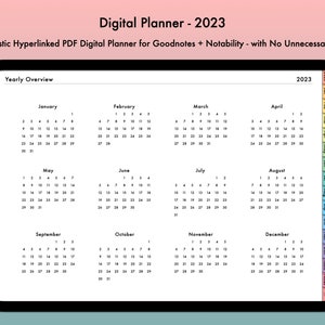 2023 Rainbow Light Mode Digital Planner - GoodNotes Planner, Notability Planner, Minimalistic Planner, iPad Planner, Dated Digital Planner