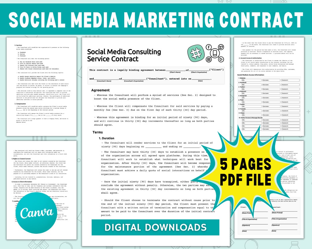 Editable Social Media Manager Influencer Media Kit Social Etsy