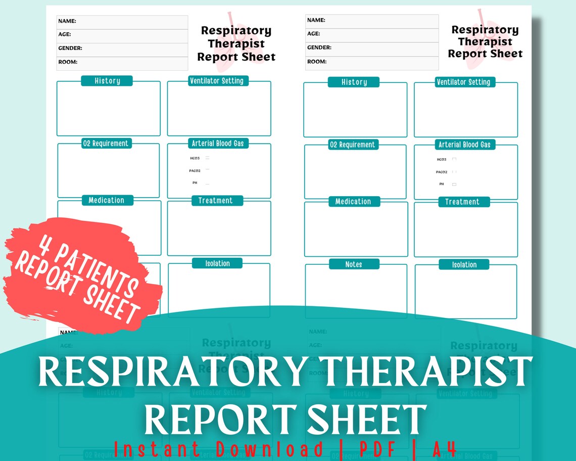 Respiratory Therapy Report Sheet Respiratory Therapist Etsy