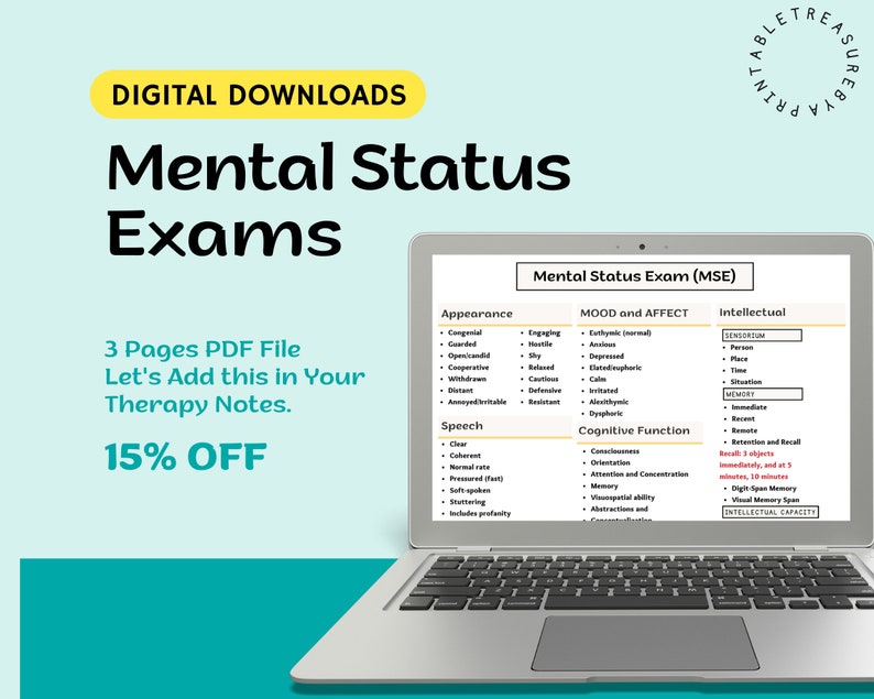 Mental Status Exam MSE Cheat Sheet Mental Health Form Etsy Ireland