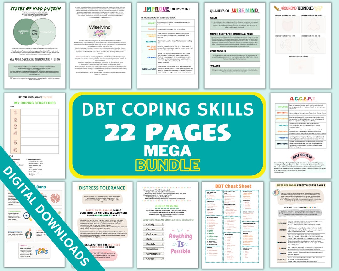 DBT Coping Skills Bundle DBT CBT Therapy Worksheet - Etsy UK