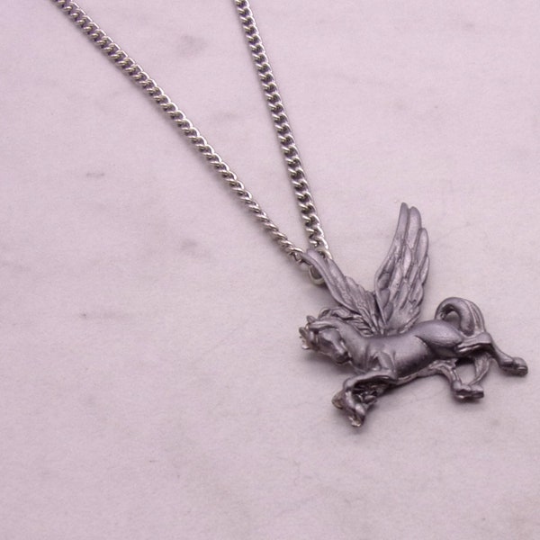 Pegasus Necklace, Pewter Pegasus Necklace Pendant, New Old Stock Necklace