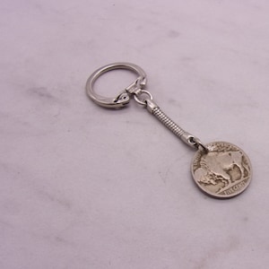 Buffalo Nickel Keychain, Coin Keychain, Genuine Buffalo Nickel Keychain, Coin Jewelry