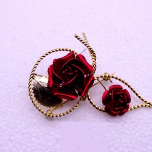 American Beauty Rose Brooch Pin, American Beauty Rose Brooch Pin Vintage 1970s, New Old Stock Rose Brooch Pin