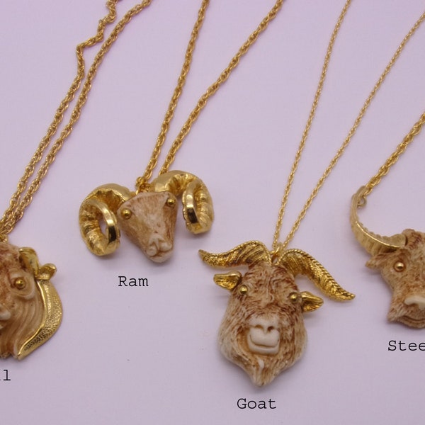 Luca Razza Animal Necklaces, Razza Bull Necklace, Razza Goat Necklace, Razza Ram Necklace, Razza Steer Necklace, Luca Razza Animal Pendants