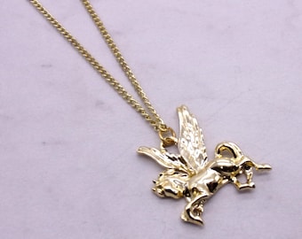 Pegasus Necklace, Gold Pegasus Necklace Pendant, New Old Stock Necklace