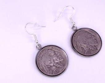 Buffalo Nickel Earrings,Full Date Buffalo Nickel Earrings,High Grade Buffalo Nickel Earrings