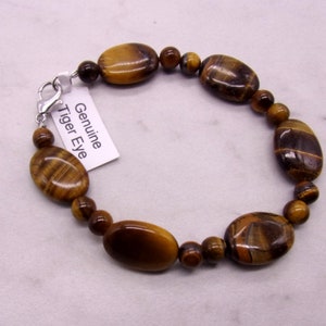 Tiger Eye Bracelet on Stainless Steel, Tiger Eye Bracelet 18x13 Stone on Stainless Steel