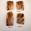 French Style Faux Tortoise Shell Comb 4 Styles,1970s New Old Stock Tortoise Shell Look Vintage Style,Made of celluloid,Price is for 4 combs