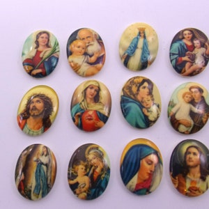 25x18 Religious Cabochon,Flat Back Religious Cabochon,12 Pieces Limoges Cabochon Religious Stone