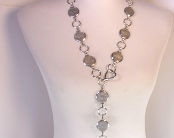 Buffalo Nickel Lariat Necklace Heart Clasp,10 Coin Buffalo Nickel Necklace