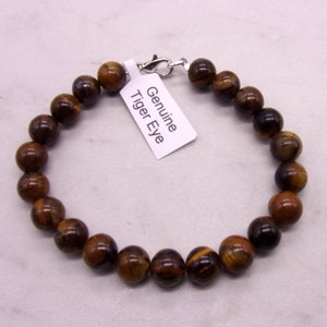 Tiger Eye Bracelet on Stainless Steel, Tiger Eye Bracelet 8mm Bead, Tiger Eye Bead Bracelet 8mm on Stainless Steel