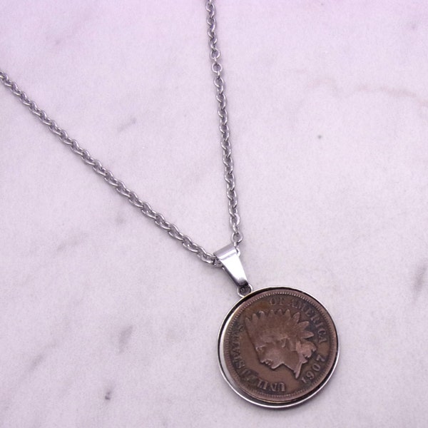 Indian Head Penny Necklace Pendant, Indian Penny Necklace Pendant, Coin Jewelry, Coin Necklace