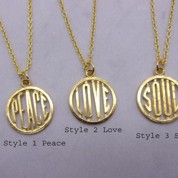 Peace Love Soul Neckace,Vintage 1970s New Old Stock, Peace Love Soul Social Comment Necklace