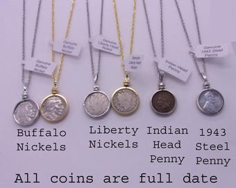 Moneda con bisel de rosca, centavo indio, níquel Buffalo, níquel Liberty, centavo de acero de 1943, joyería con monedas