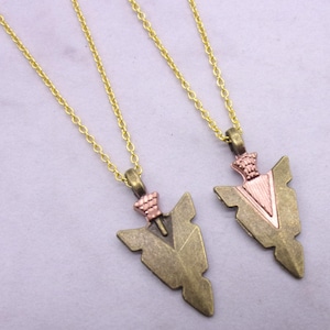 Arrowhead Necklace, Bronze & Copper Arrowhead Necklace, Two Tone Arrowhead Necklace
