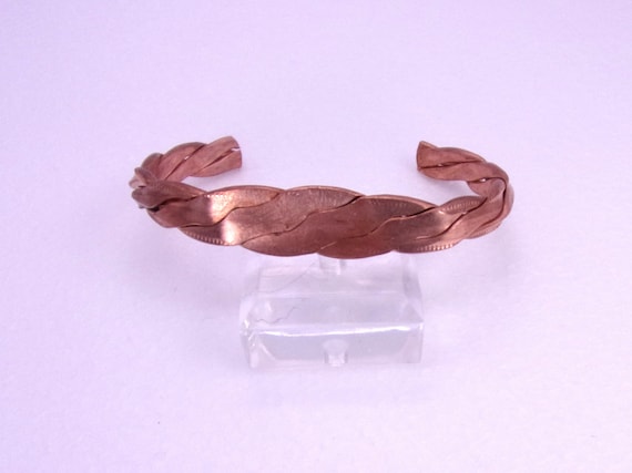Solid Copper Bracelet,Twisted Hammered Copper Bra… - image 1