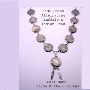 Buffalo Nickel Necklace,11 Coin Genuine Buffalo Nickel Necklace, Unique Buffalo Nickel Necklace