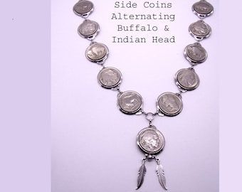 Buffalo Nickel Necklace,11 Coin Buffalo Nickel Necklace, Genuine Buffalo Nickel Necklace