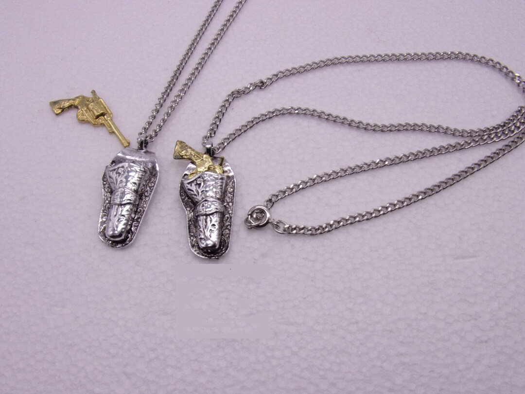 Gun & Holster Necklace Pendant, Western Gun Holster Necklace Pendant