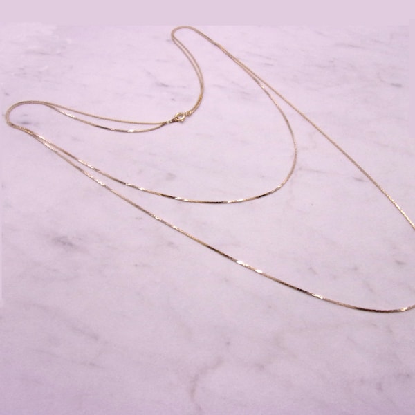 Layered Cobra Chain Diamond Cut Necklace, Vintage 2 Strand Diamond Cut Cobra Chain, New Old Stock Necklace 24 & 30 inch Cobra