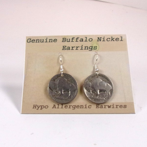 Buffalo Nickel Earrings, Coin Jewelry, Buffalo Nickel Jewelry