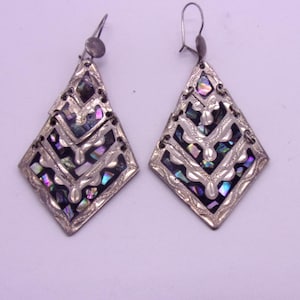 Vintage Abalone Sterling Silver Earrings,Articulated Abalone Earrings
