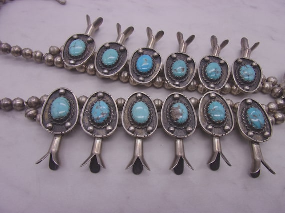 Navajo Turquoise Squash Blossom, Vintage 1950s Na… - image 3