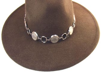 Buffalo Nickel Hat Band,9 Nickel Stainless Steel Ring Hat Band,Western Hat Band,NO HAT INCLUDED