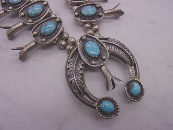 Navajo Turquoise Squash Blossom, Vintage 1950s Na… - image 2