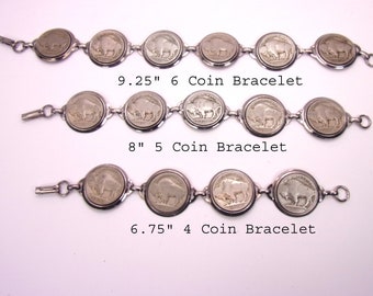 Buffalo Nickel Bracelet 1970s,New Old Stock American Made Buffalo Nickel Bracelet,Original Buffalo Nickel Link Bracelet