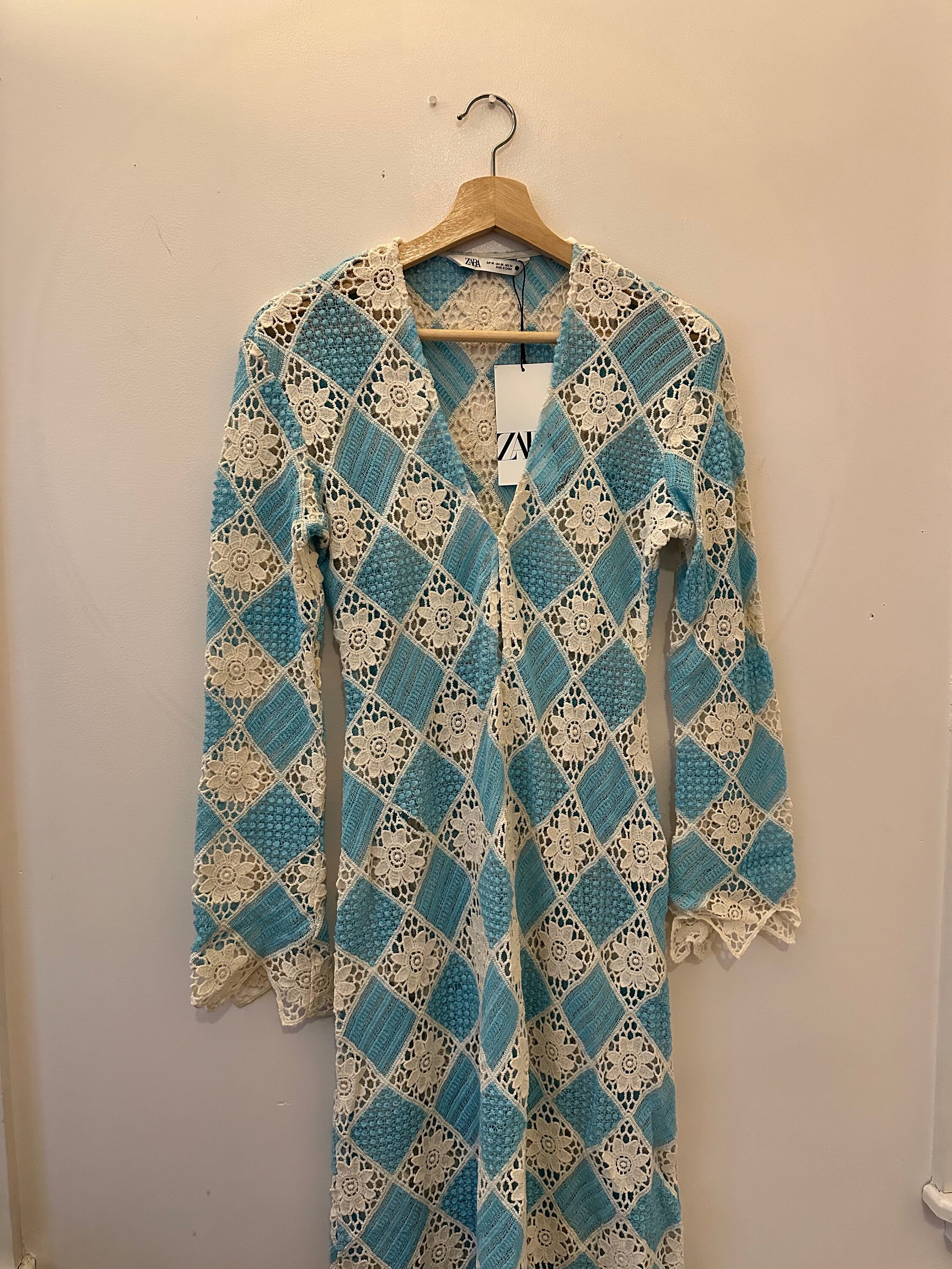 Zara Crochet Floral Midi Dress Etsy