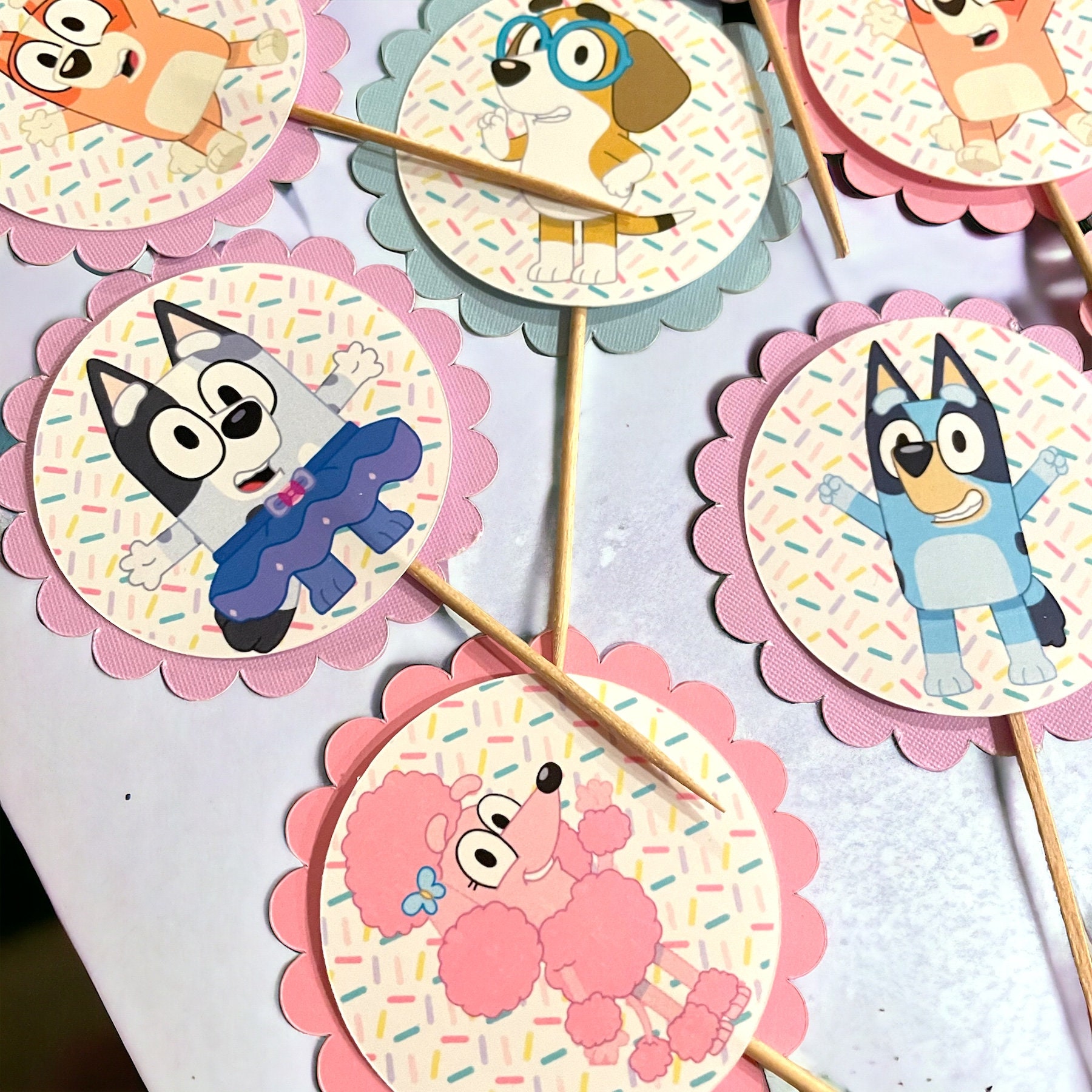 Boho Bluey Theme Cupcake Toppers