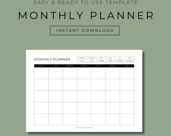 Monthly Planner Template - Digital Download