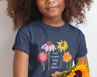 Floral Toddler T Shirt | Botanical Shirt | Girls Flower Shirt | Sunflower Shirt | Gardening Shirt | Easter Basket Gift | Birthday Gift