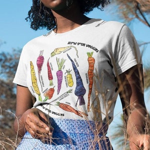 Carrots Shirt | Women's Cottagecore | Heirloom Carrots T-Shirt | Gardening Shirt | Farm to Table | Eat Local | Vegetable T-Shirt