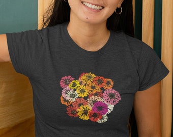 Zinnias Shirt | Zinnia Flower Bouquet Shirt | Mothers Day Gift | Mama Shirt | Floral T-Shirt | Color Pop Shirt