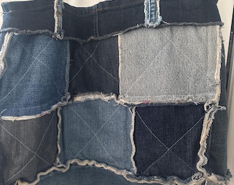 Denim Tote Bag: , Upcycled Jean Handbag