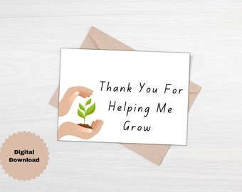 Teacher Appreciation Printable Card, Teacher Thank You Card, Digital Download, End Of Year Teacher Gift