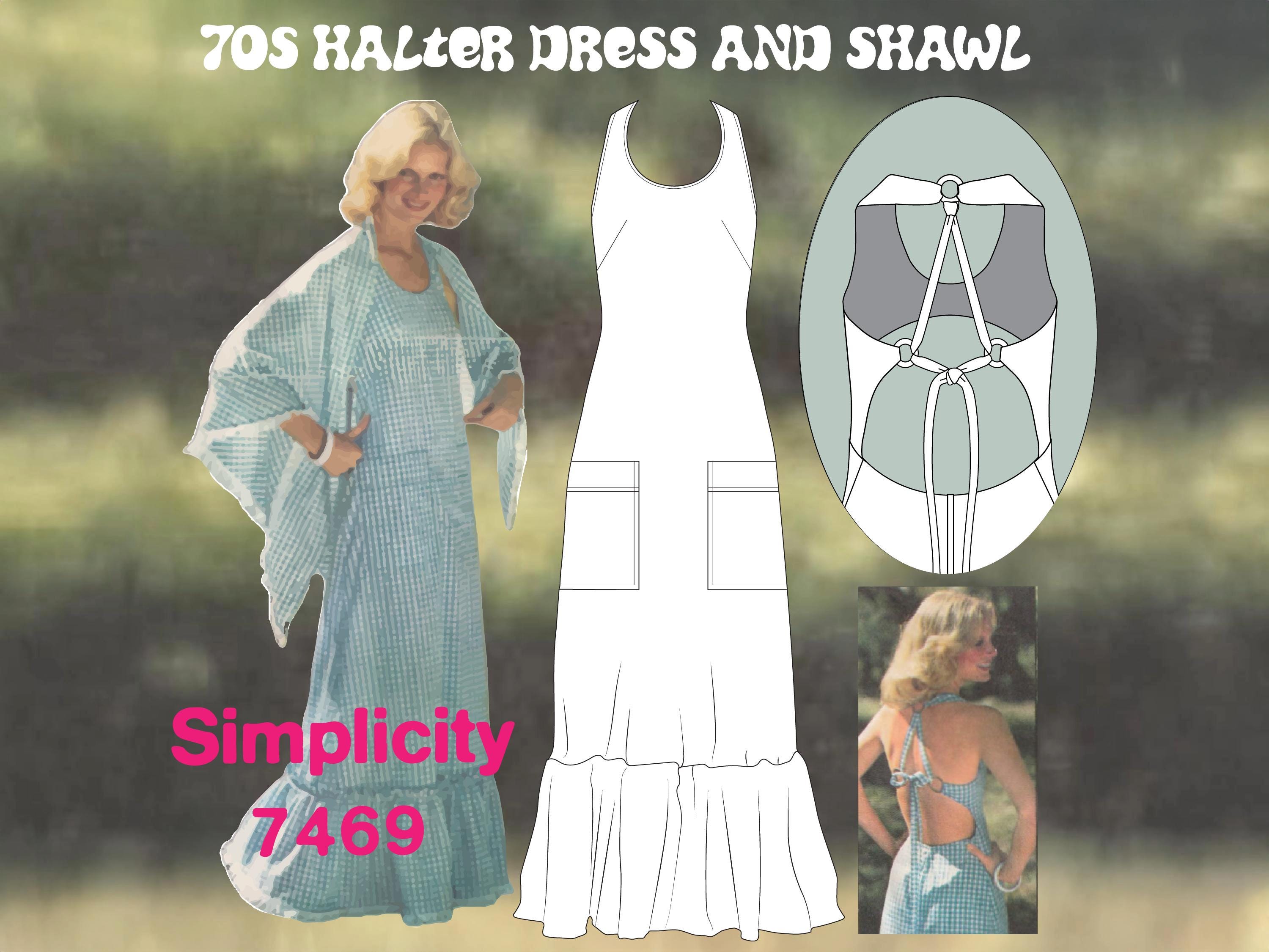 70s Halter Dress S - Etsy