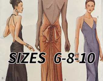 Vintage Vogue 7365 cocktail halter bias cut backless dress downloadable sewing pattern PDF sizes 6-8-10