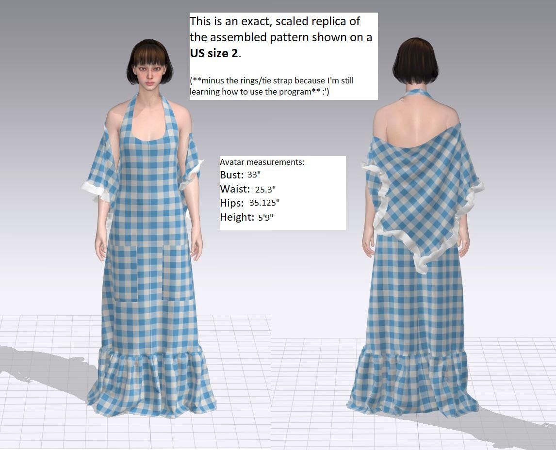 Halter Dress Maxi Sundress Sewing Pattern PDF Vintage 1970s Simplicity ...